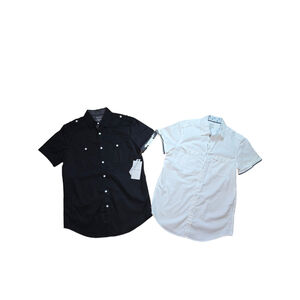 Lot Paperdenim&cloth Slim Fit Black White Short Sleeve Advanced Stretch SMALL